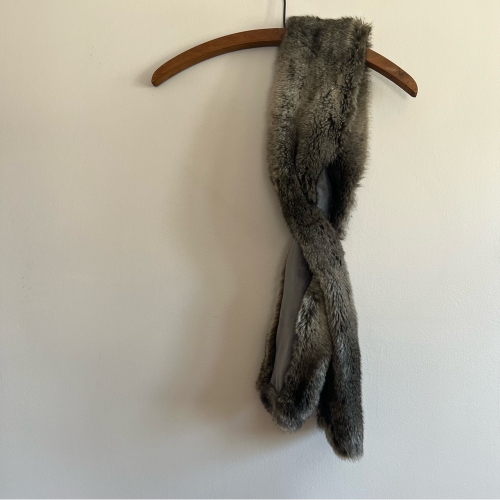 Restoration Hardware Gray Faux Fur Scarf